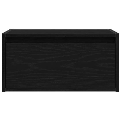 Нощни шкафчета за стена с LED осветление, 2 бр, Черен дъб