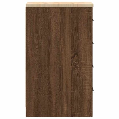 Гаражен шкаф за съхранение, кафяв дъб, 30x51x85 см, бор масив