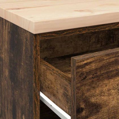 Гаражен шкаф за съхранение, опушен дъб, 60x51x85 см, бор масив