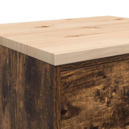 Гаражен шкаф за съхранение, опушен дъб, 60x51x85 см, бор масив