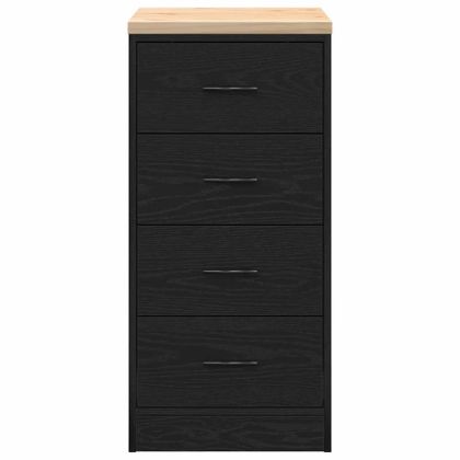 Гаражен шкаф за съхранение, черен, 40x51x85 см, бор масив