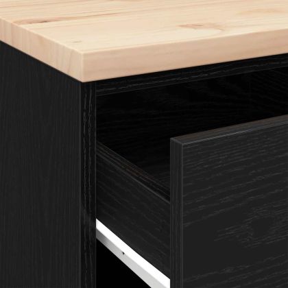 Гаражен шкаф за съхранение, черен, 40x51x85 см, бор масив