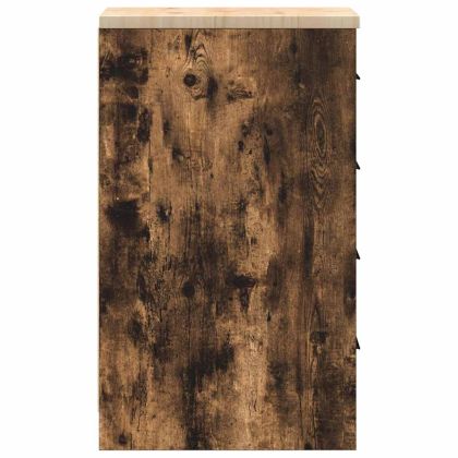 Гаражен шкаф за съхранение, опушен дъб, 30x51x85 см, бор масив