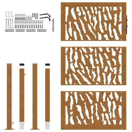 Градинска порта 100x150 см, устойчива на атмосферни влияния стомана, дизайн с трасета