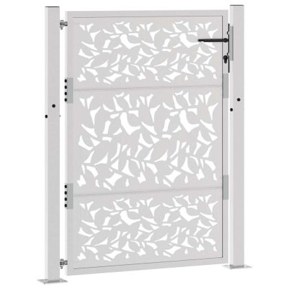 Градинска порта 100x125 см, дизайн с листо, устойчиво на атмосферни влияния, стомана