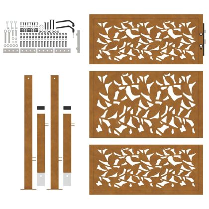 Градинска порта 100x125 см, дизайн с листо, устойчиво на атмосферни влияния, стомана