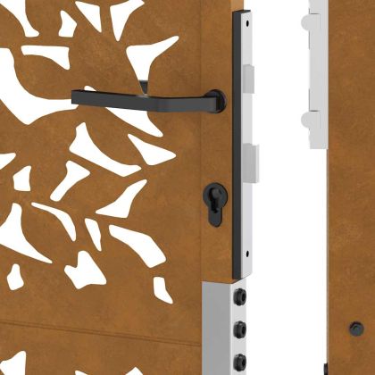 Градинска порта 100x125 см, дизайн с листо, устойчиво на атмосферни влияния, стомана