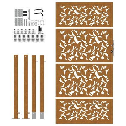 Градинска порта 100x175 см, дизайн с листо, устойчиво на атмосферни влияния, стомана