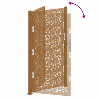 Градинска порта 100x175 см, дизайн с листо, устойчиво на атмосферни влияния, стомана