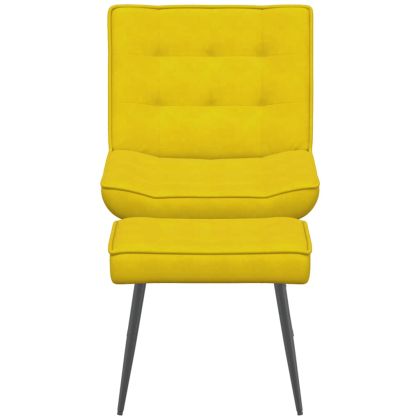 Релаксиращ стол с табуретка Жълто кадифе