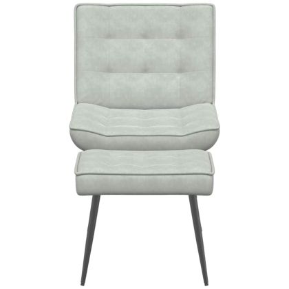 Релакс стол с табуретка, светлосива, кадифе