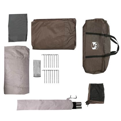 Семейна палатка, тунелна, 6-местна, кафява, водоустойчива