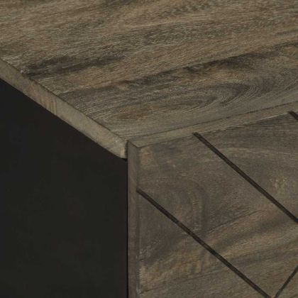 Кафе маса, черна, 80x50x40 см, мангово дърво масив