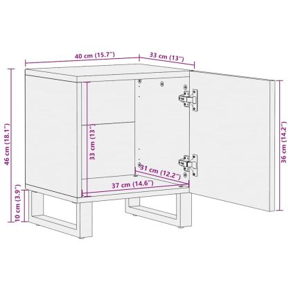 Нощно шкафче, черно, 40x33x46 см, мангово дърво масив