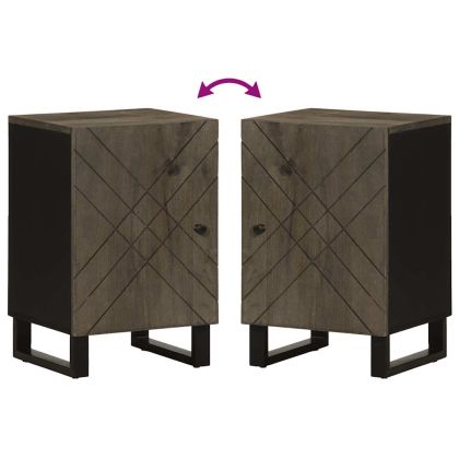 Шкаф за баня, черен, 38x33x58 см, масивно мангово дърво