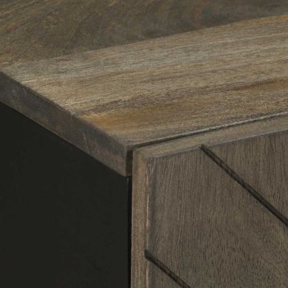 Шкаф за баня, черен, 38x33x58 см, масивно мангово дърво