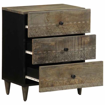 Нощно шкафче Светло сиво 50x33x60 cm Масивна дървесина Манго