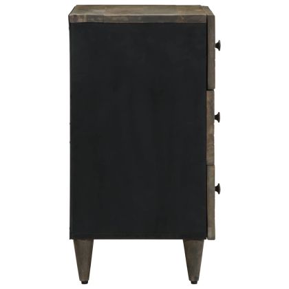 Нощно шкафче Светло сиво 50x33x60 cm Масивна дървесина Манго