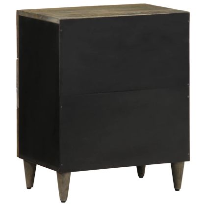 Нощно шкафче Светло сиво 50x33x60 cm Масивна дървесина Манго