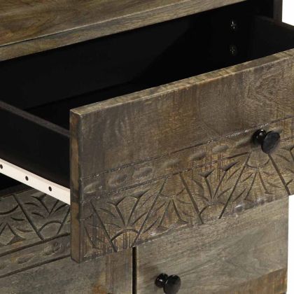 Нощно шкафче Светло сиво 50x33x60 cm Масивна дървесина Манго