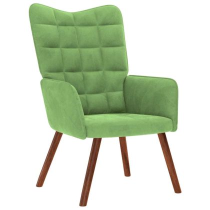 Релаксиращ стол с табуретка, Светлозелено, кадифе