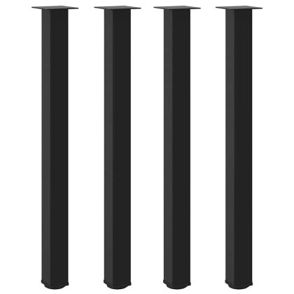 Крака за бар маса, 4 бр., черни, 110-112 см, стомана