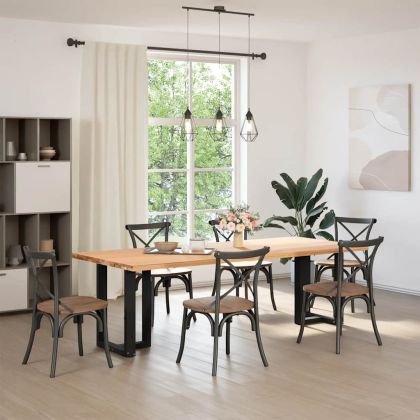 Крака за трапезна маса, Т-образни, 2 бр., черни, 60x35x(72-73) см, стомана