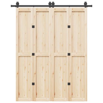 Комплект механизъм за плъзгаща врата, 183 см, стомана, черен