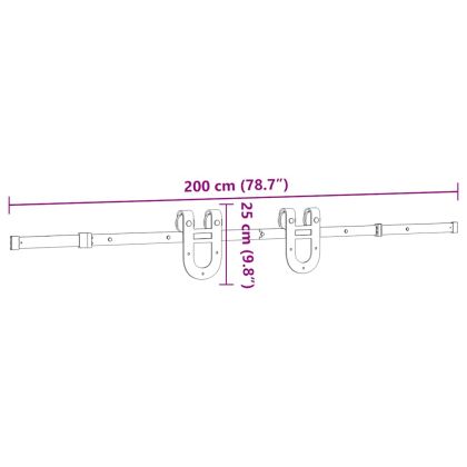 Комплект механизъм за плъзгаща врата, 200 см, стомана, черен