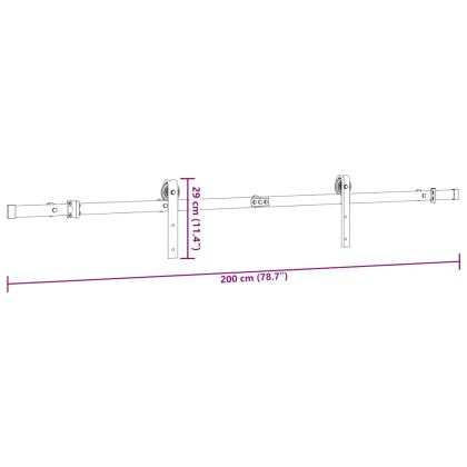 Комплект механизъм за плъзгаща врата, 200 см, стомана, черен