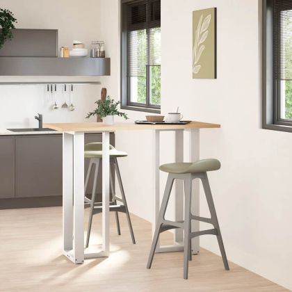 Крака за бар маса, Т-образни, 2 бр., бели, 50x35x(110-111) см, стомана