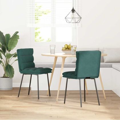 Трапезни столове, 2 бр, тъмнозелени, кадифе