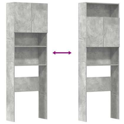 Шкаф за пералня, бетонно сив, 64x24x190 см, ПДЧ