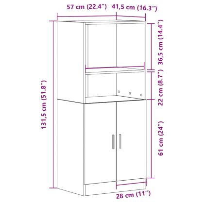 Кухненски шкаф, опушен дъб, 57x41,5x131,5 см, инженерно дърво