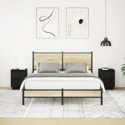 Нощни шкафчета с LED осветление 2 бр., черни 38x34x50 cm