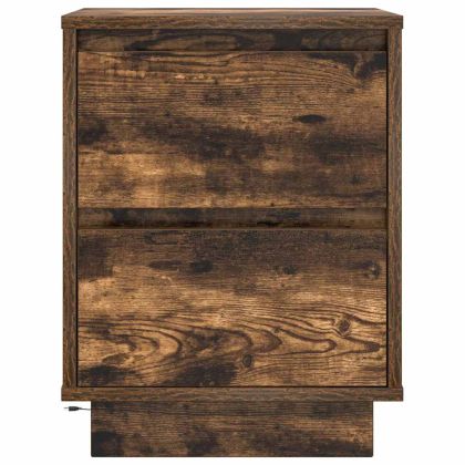 Нощни шкафчета с LED осветление 2 броя опушен дъб 38x34x50 cm