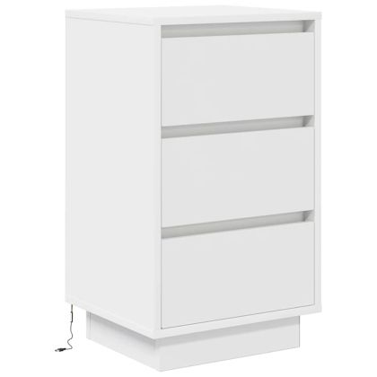 Нощно шкафче с LED осветление бяло 38x34x65 cm