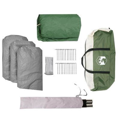 Семейна куполна палатка, 6-местна, зелена, водоустойчива