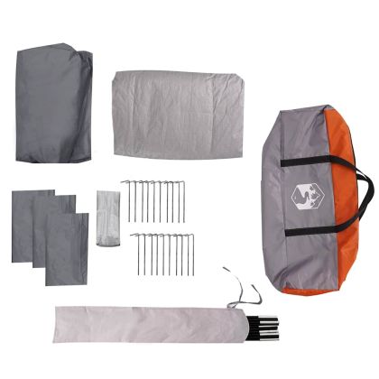 Къмпинг палатка с купол на веранда за 5 места, сива и оранжева