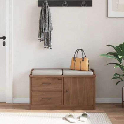 vidaXLL Пейка за антре SANDNES 87x40x50 cm Масивна дървесина Бор