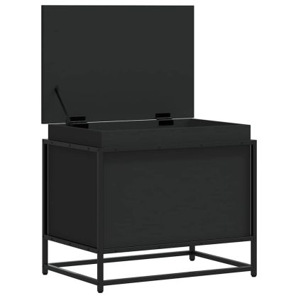 Кутия за съхранение с капак черна Изработена дървесина