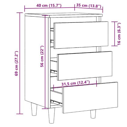 Нощно шкафче от старо дърво 40x35x69 cm Инженерна дървесина