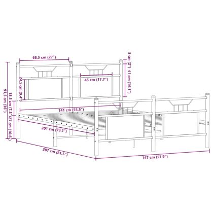 Рамка за легло без матрак Кафяв дъб Инженерна дървесина