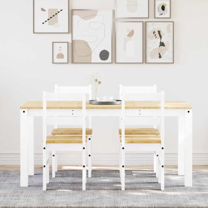 Трапезен комплект от 5 части Panama, Бяла бор масив