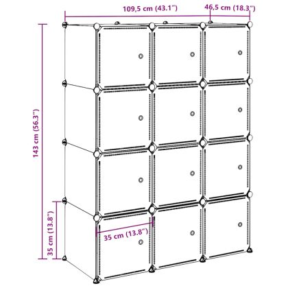 Органайзер за съхранение на кубчета с 12кубчета и висящи пръчки