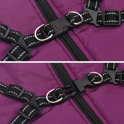 Кучешко палто ремък Водоустойчиво светлоотразително лилаво L68
