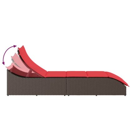 Сгъваем шезлонг с възглавница и място за съхранение Кафяв