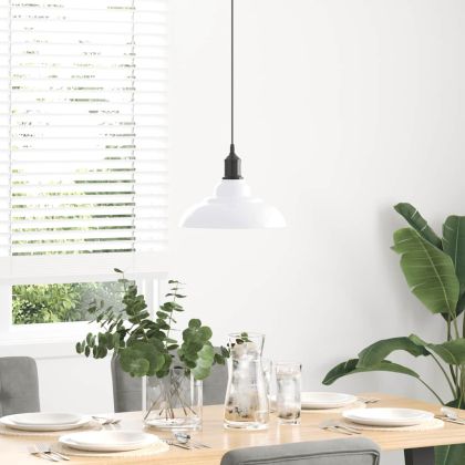 Висяща лампа Регулируема височина E27 Бял гланц Ø 31 cm Метал