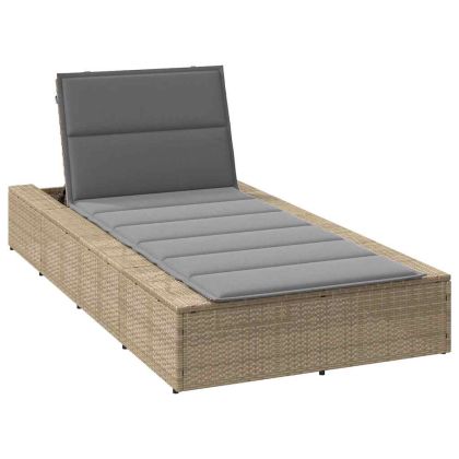 Шезлонг с плаваща възглавница Beige Poly Rattan