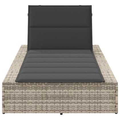 Шезлонг с плаваща възглавница Светло сив поли ратан